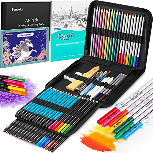 Soucolor 73 Art Supplies for Adults Kids, Art Kit Drawing Supplies
